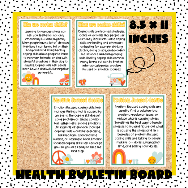 Coping Skills - Mental Health Bulletin Board | Groovy Retro Theme