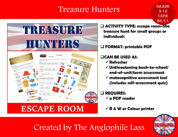 ELA Escape room | Prepositions game | Parts of Speech | CEFR B2- C1 | Grade 9-12