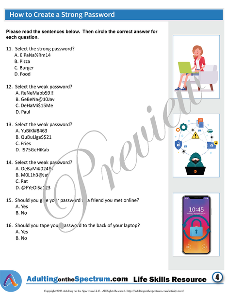 Essential Life Skills Activity for Teens and Adults - How to Create a Secure Password 