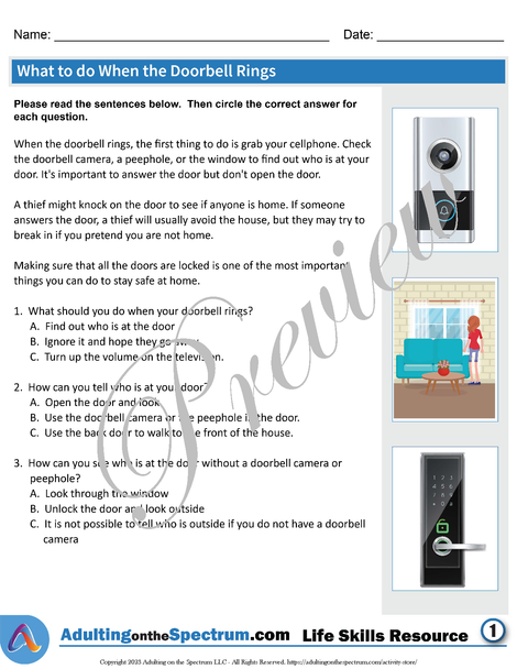 Essential Life Skills Activity for Teens and Adults - What to do When the Doorbell Rings