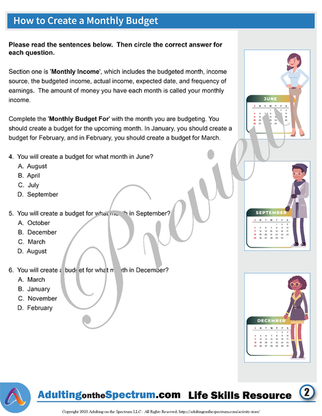 Essential Life Skills Activity for Teens and Adults - How to Create a Monthly Budget 