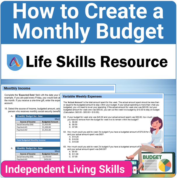 Essential Life Skills Activity for Teens and Adults - How to Create a Monthly Budget 