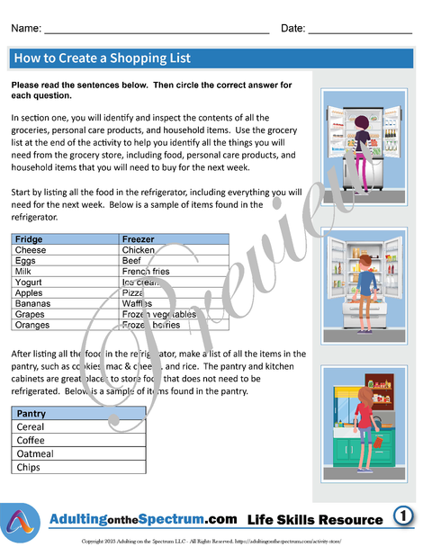 Essential Life Skills Activity for Teens and Adults - How to Create a Shopping List