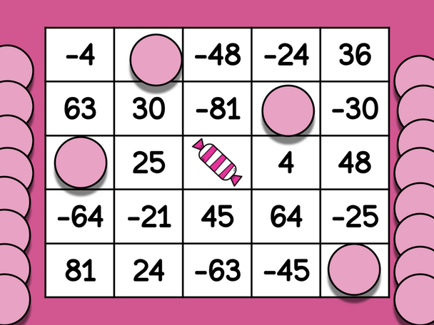 Valentine's Day Integer Multiplication Bingo