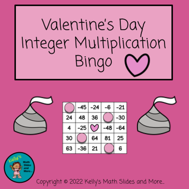 Valentine's Day Integer Multiplication Bingo