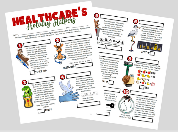 Healthcare Holiday Helpers- FUN activity for Christmas!  Great 4 Health Science!
