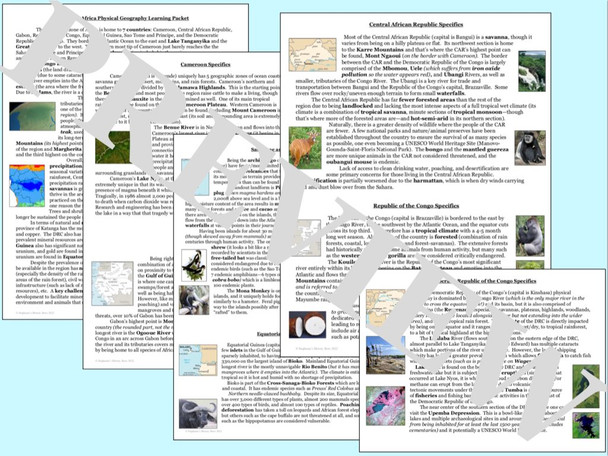 Central Africa's Physical Geography Learning Packet