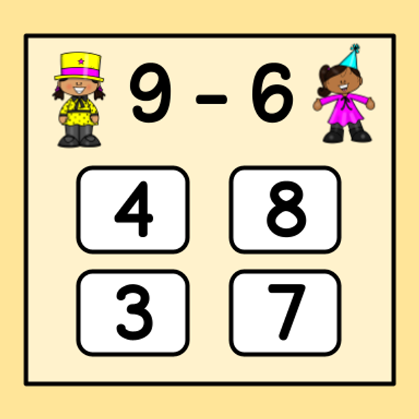 New Year's Subtraction Digital Flashcard Game