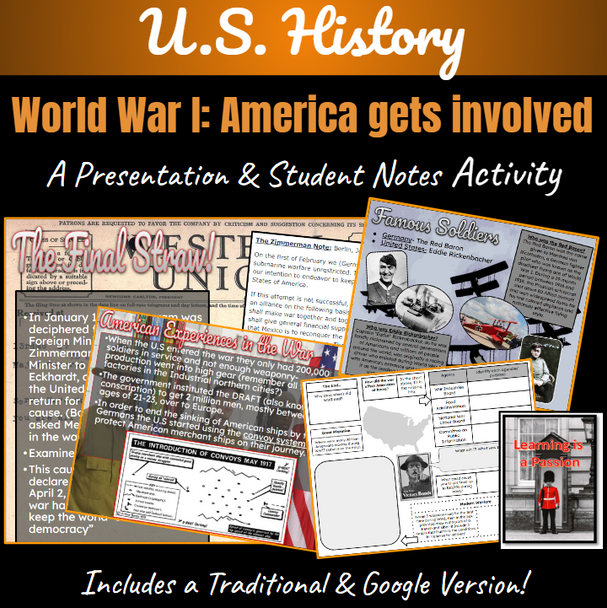 World War I | Great War | America's Involvement | Presentation & Notes