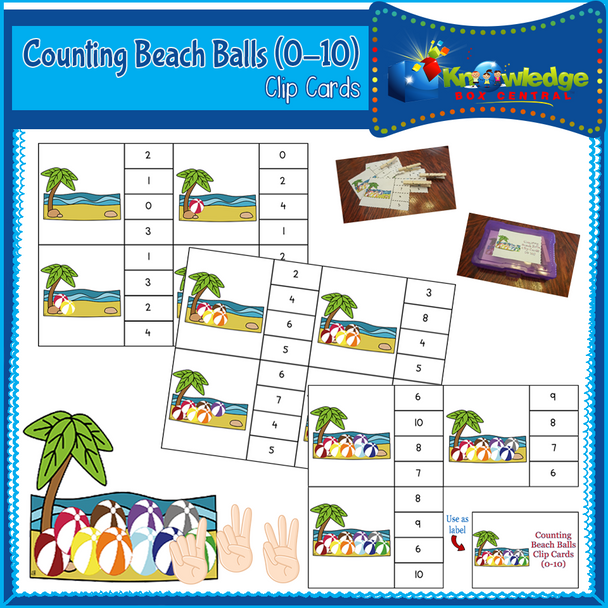 Counting Beach Balls Clip Cards (0-10) 