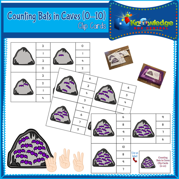 Counting Bats in Caves Clip Cards (0-10) 