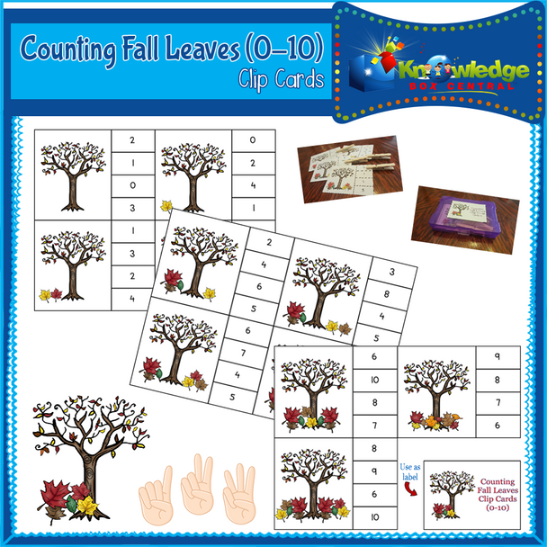 Counting Fall Leaves Clip Cards (0-10) 