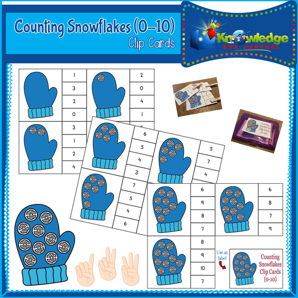 Counting Snowflakes Clip Cards (0-10) 