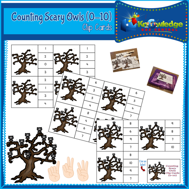 Counting Scary Owls Clip Cards (0-10) 