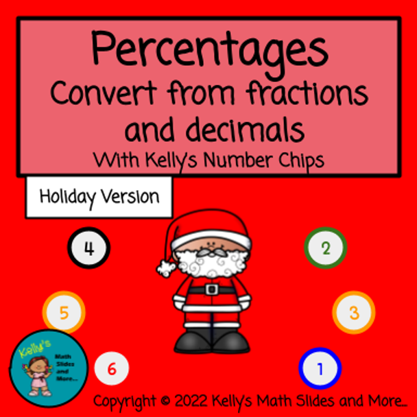 Christmas Percentages - Converting from Fractions and Decimals with Number Chips