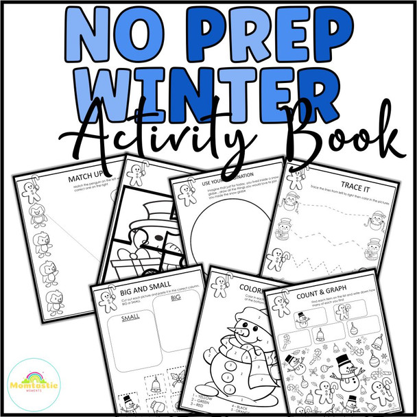 Winter No Prep Math and Literacy Activity Book | Printer-Friendly Version