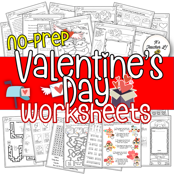 No-Prep Valentine's Day ELA Worksheets