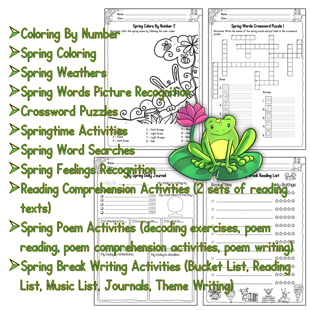 No-Prep ELA Spring Worksheets