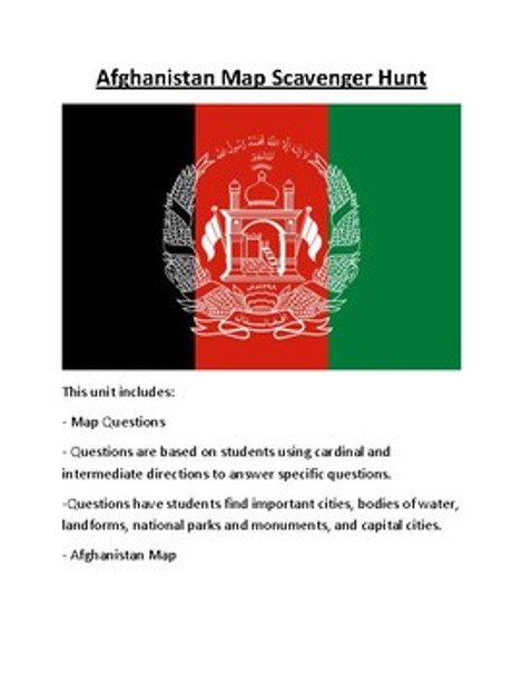 Afghanistan Map Scavenger Hunt