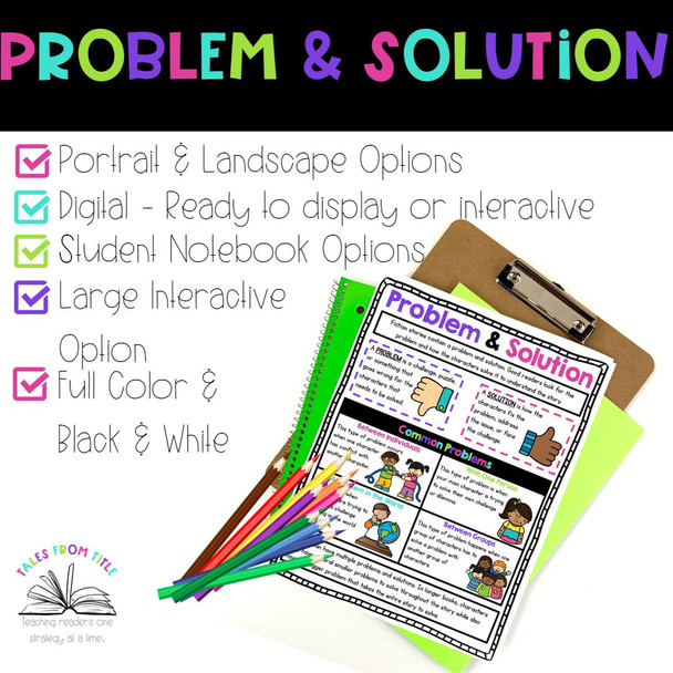 Fiction Anchor Charts and Interactive Notebook Pages: Problem & Solution