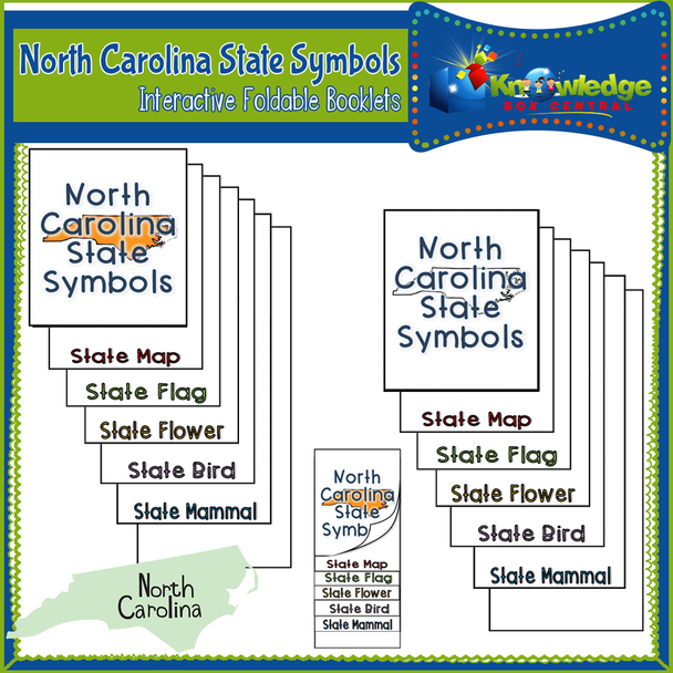 North Carolina State Symbols Interactive Foldable Booklets 