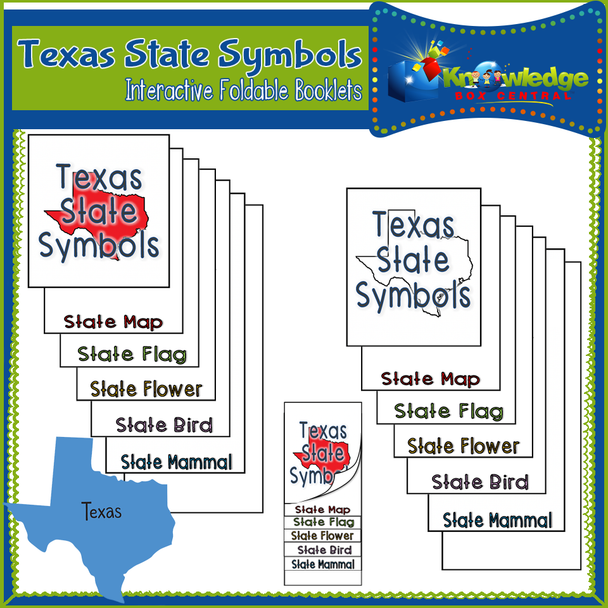 Texas State Symbols Interactive Foldable Booklets 