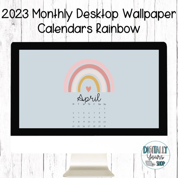 2023 Rainbow Desktop Organizer Wallpaper Monthly With Folder Icons