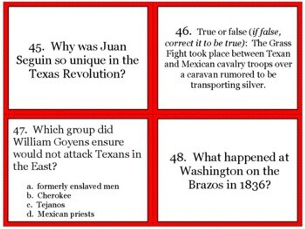 The Texas Revolution Task Cards