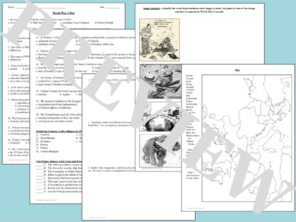 World War 1 Test for US History