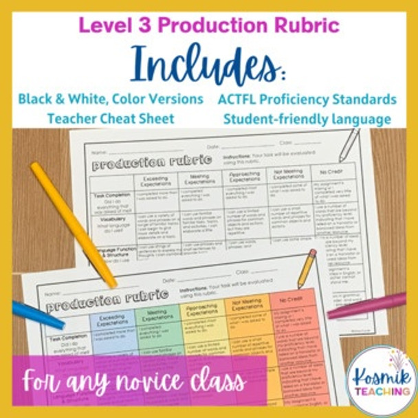 Foreign Language Level 3 Production Proficiency Rubric