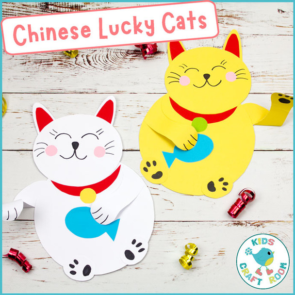 Waving Chinese Lucky Cats - Chinese New Year Craft - Chinese Craft - Cat Craft