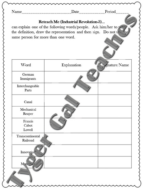 Reteach Me- Industrial Revolution Reteach Me- Industrial Revolution