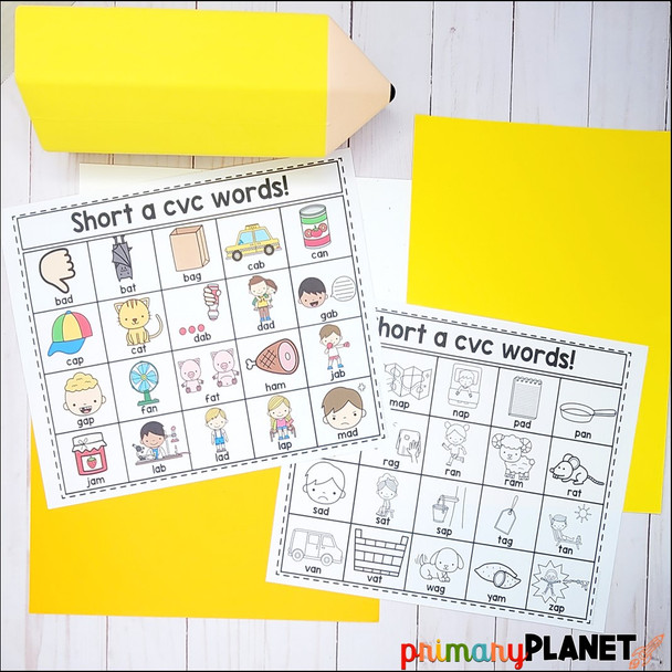Short A CVC Words Phonics Writing Prompts with Pictures