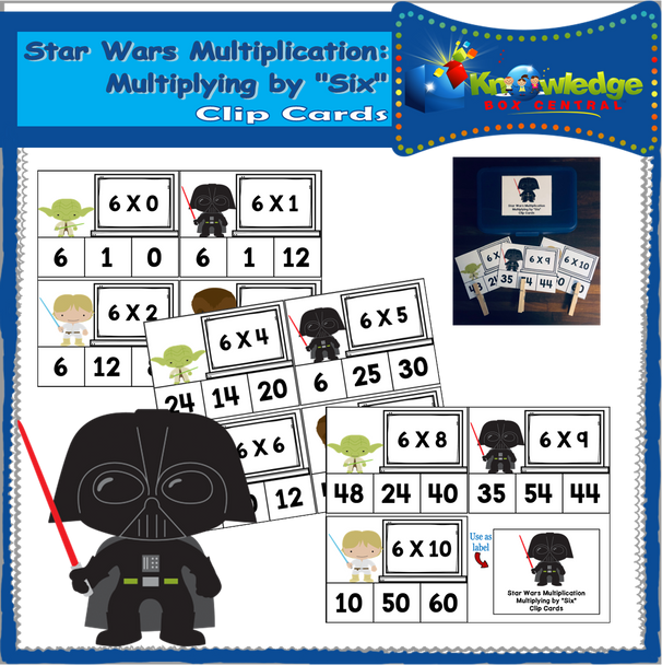 Star Wars Multiplication: Multiplying By SIX Clip Cards 