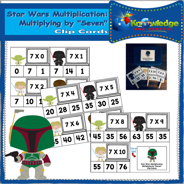 Star Wars Multiplication: Multiplying By SEVEN Clip Cards 