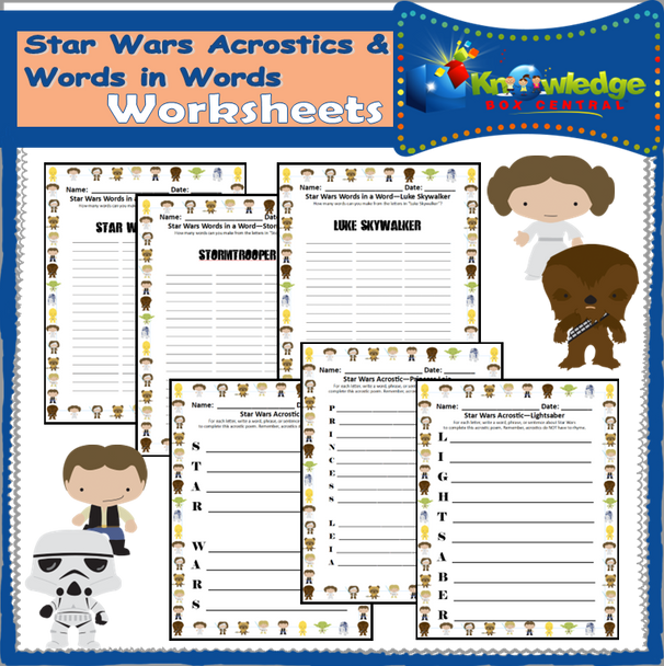 Star Wars Acrostics & Words in Words Worksheets 