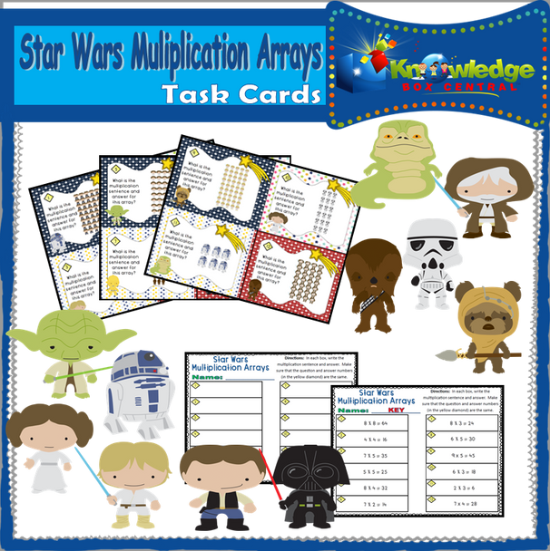 Star Wars Multiplication Arrays Task Cards With Response Sheet and Answer Key 