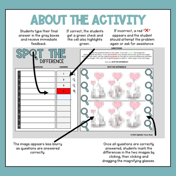 One-Step Rational Equations (Decimals Only) - Digital Self-Checking Valentine's Day Activity