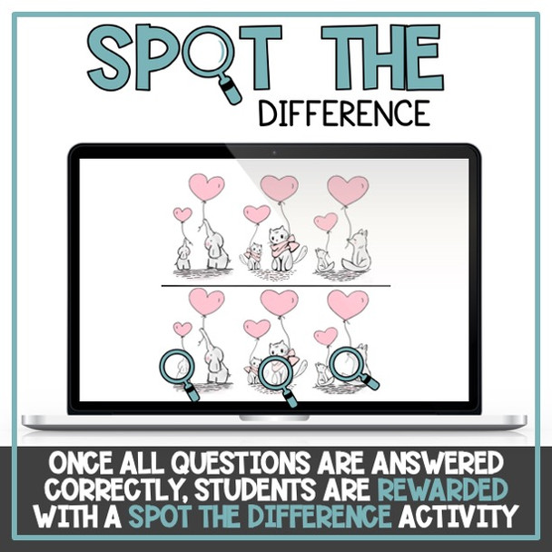 Simplify Fractions - Reduce Fractions - Digital Self-Checking Valentine's Day Activity