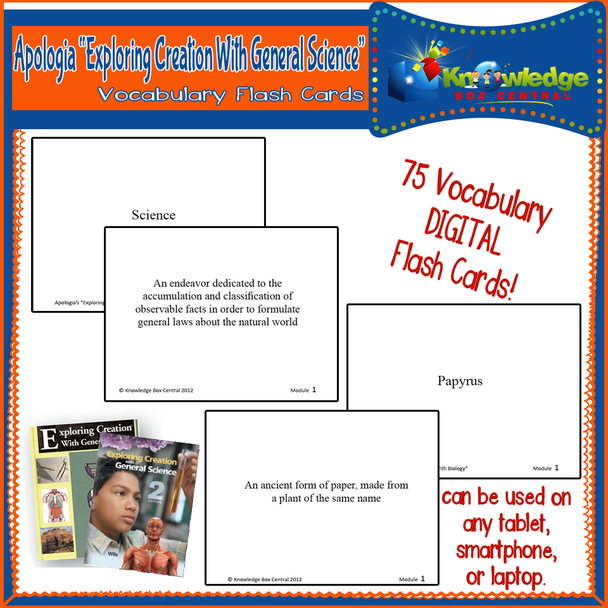 Apologia Exploring Creation With General Science Vocabulary Word Flash Cards (1st & 2nd Editions) - TABLET VERSION