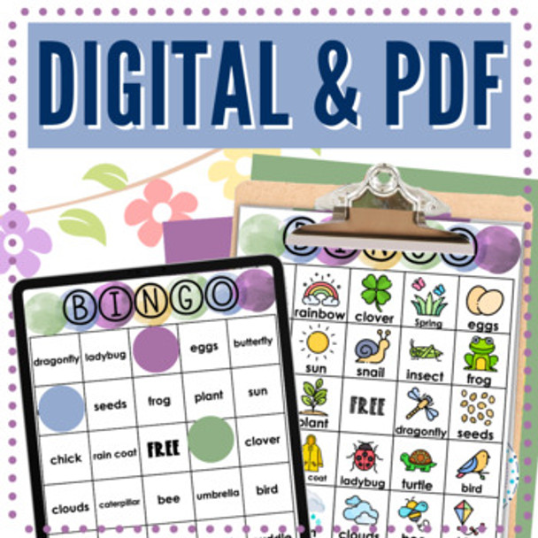 Spring Vocabulary Game BINGO Activity - 37 Boards Elementary / Newcomer