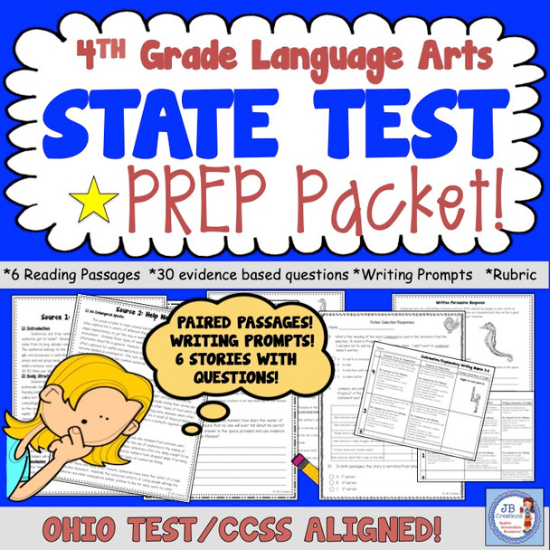 4th Grade State Test Prep for Reading (Ohio/CCSS aligned)