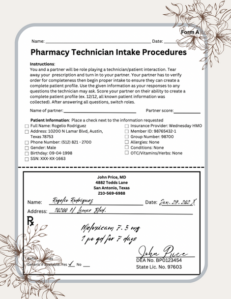 Pharmacy Technician Intake Procedures