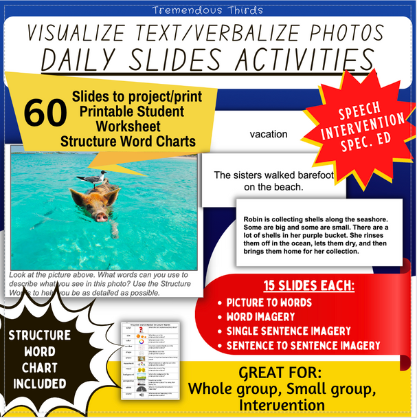 Four-Step Daily Activities: Verbalize Pictures & Visualize Text Strategies for Reading Comprehension 