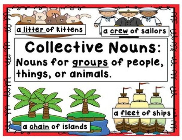 Collective Nouns:  Posters, Worksheets, & Activities