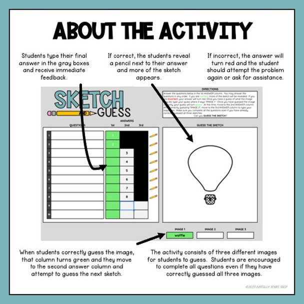 Angle Relationships (Vertical Angles) Digital Self-Checking Sketch and Guess Activity