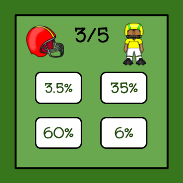 Super Bowl/Football Fractions/Decimals/Percentages Slide Game