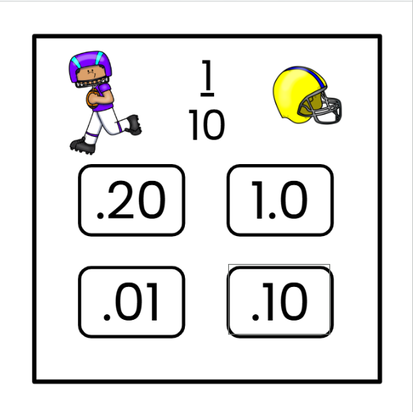 Super Bowl/Football Fractions/Decimals/Percentages Slide Game - Google Slides & Power Point