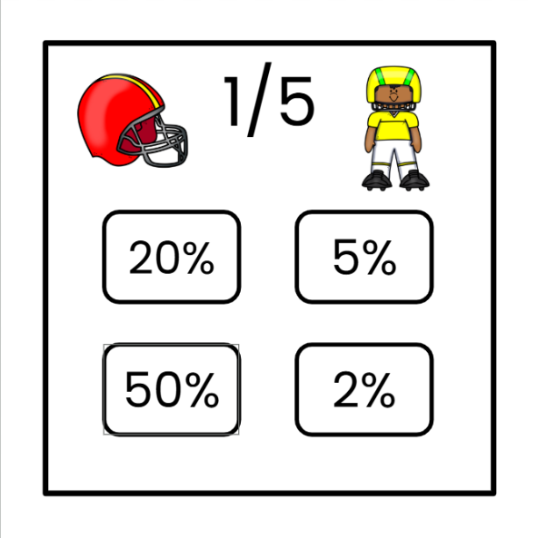 Super Bowl/Football Fractions/Decimals/Percentages Slide Game - Google Slides & Power Point