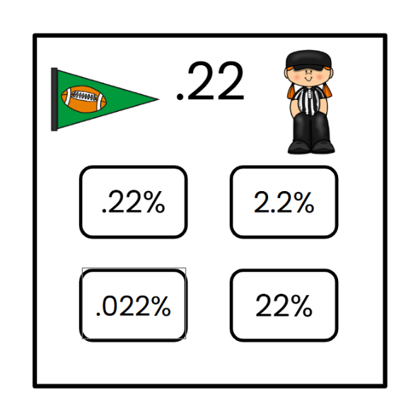 Super Bowl/Football Fractions/Decimals/Percentages Slide Game - Google Slides & Power Point